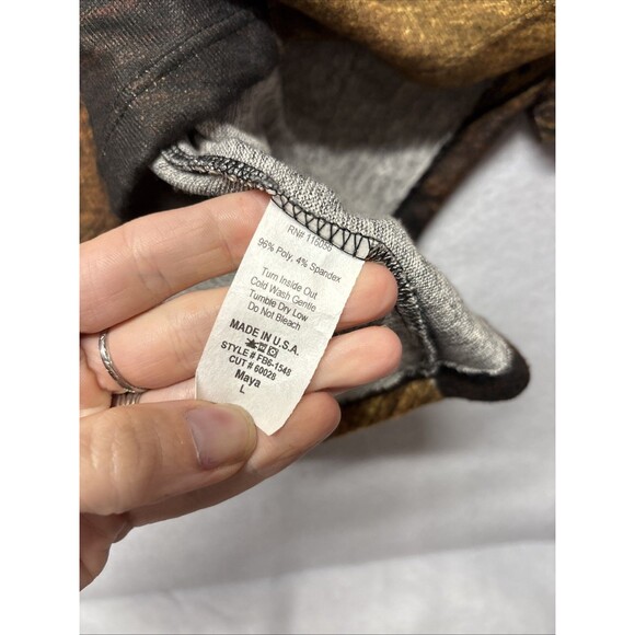 Jess & Jane Top Abstract Print Brown Large Lagenlook Pockets Tunic Long Sleeve - Picture 3 of 4